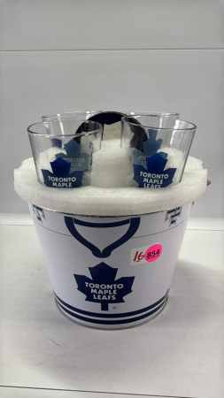 Toronto Maple Leaf Bucket w/4 Glasses&Coasters