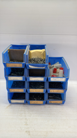 (11) Plastic Parts Bins with Contents