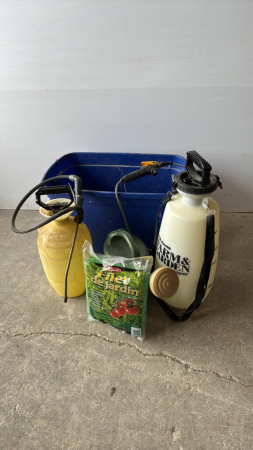 (2) Hand Sprayers, Watering Can Etc