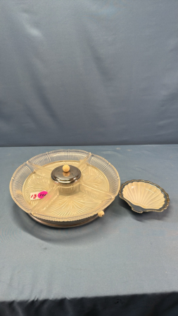 Lazy Susan Condiment Set & 5in Shell Shaped Dish