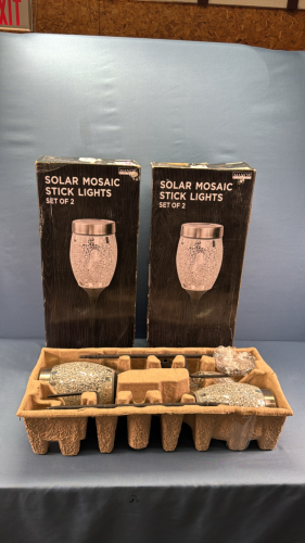 (2) Sets of 2 Solar Mosaic Lights