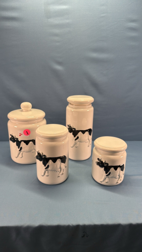 4 PC Pottery Cannister Set