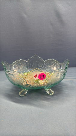 Footed Oval Glass Bowl