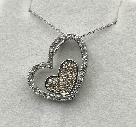 Fashion Jewellery CZ Double Heart Shape Pendant