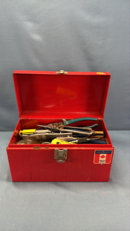 Tin Tool Box with Large Qty of Hand Tools