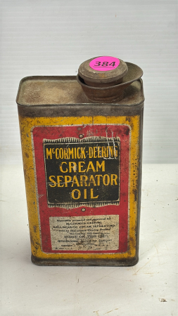 McCormick Deering Cream Seperator Oil 1 Quart Tin