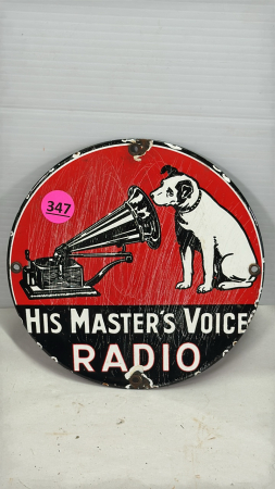 Enameled His Masters Voice Radio Original Sign