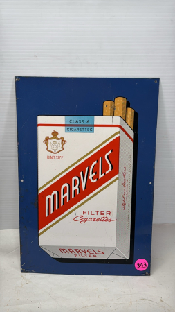 Tin Marvels Cigarette Sign