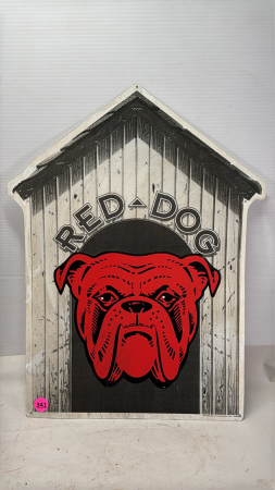 Tin Red Dog Metal Sign
