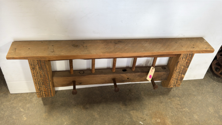 Wooden Mantle with Railway Spike Hangers