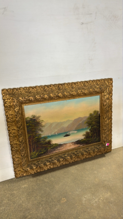 Ornate Gold Framed Mountain Scene