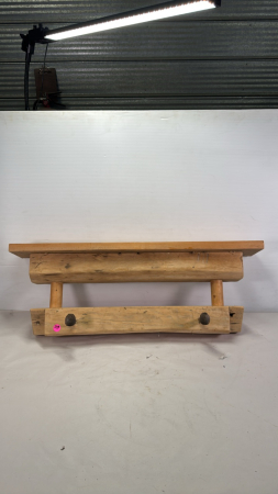 Wooden Coat Rack with Shelf&Railway Spike Pegs