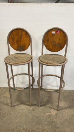 (2) Metal & Wood Bar Stools