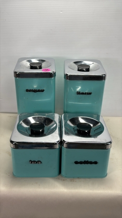 4PC Torquise Metal Cannister Set