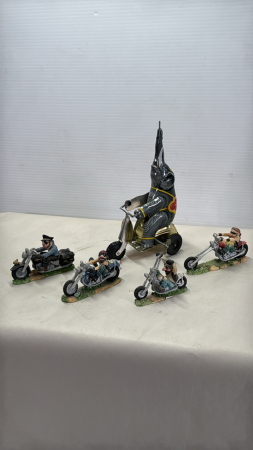 (4) Motorcycle Ornaments&Tin Wind Up Elephant