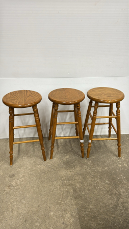 (3) Oak Bar Stools