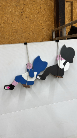 (2) Wooden Children on Swings
