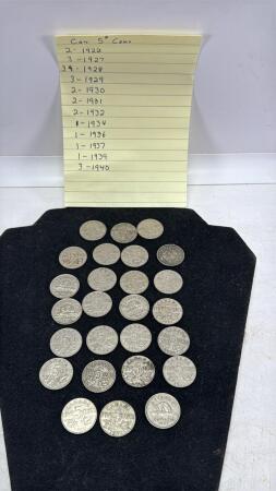 Quantity of Canadian 5 Cent Coins