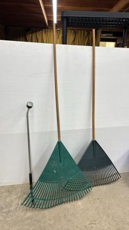 (2) Poly Leaf Rakes and 38in Long Water Wand