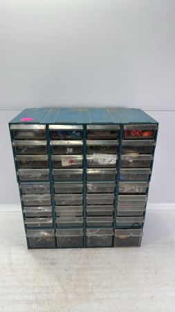 36 Drawer Plastic Hardware Bin with Contents