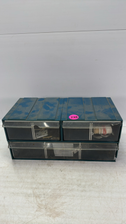 3 Drawer Parts Bin with Contents