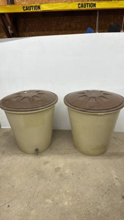 (2) Graf 210L Poly Rain Barrels