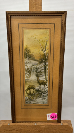 Deer by the Waterfal Print