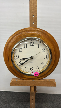 Quartz 12in Oak Framed Wall Clock
