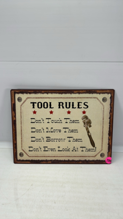 Metal Tool Rules Sign