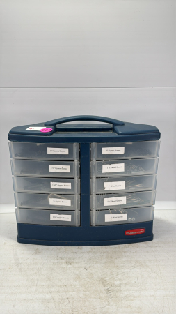 10 Drawer Plastic Hardware Bin w/Qty of Screws