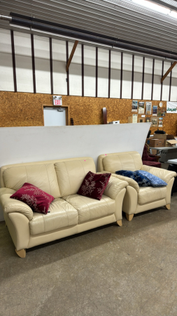 2 Cushion Leather Sofa & Chair