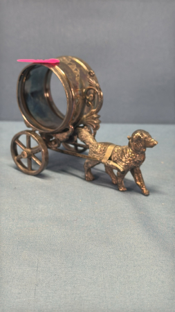 Dog & Cart Silver Plate Napkin Ring