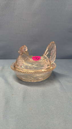 5.5in Long Clear Open Tailed Hen on the Nest