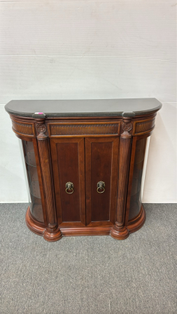 Marble Top Stand with Bowed Glass Doors on Ends