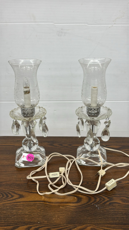 Pair of Glass Lamps with Prisims