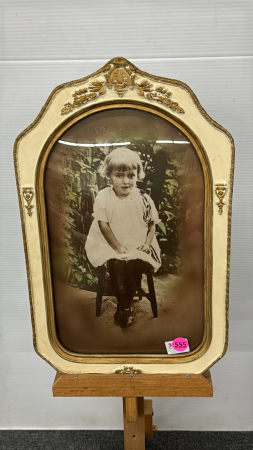 Ornate Framed Victorian Girl with Convex Glass