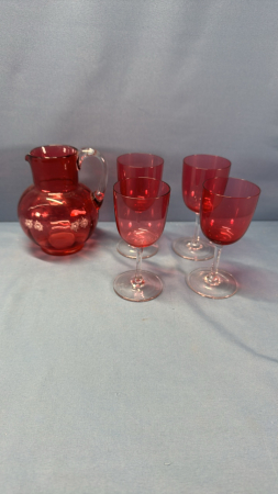 Cranberry Enameled 5in High Creamer