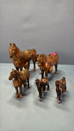 (5) Metal Saddle Horses