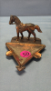 Brass Horse & Sulky & Metal Horse Ash Tray - 2