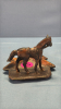 Brass Horse & Sulky & Metal Horse Ash Tray - 3