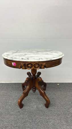 Ornate Oval Marble Top Table