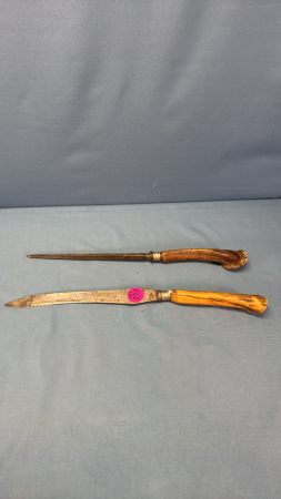 2 PC Carving Set With Antler Handles