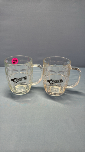(2) Glass Beer Mugs "Cheers of Boston"