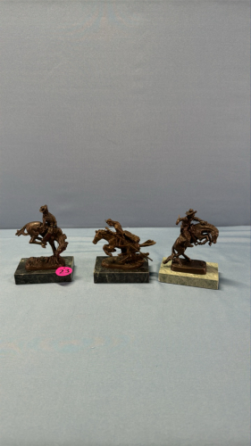 (3) Remington Figurines on Marble Bases