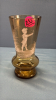 Mary Gregory Style Amber 6in Tall Vase