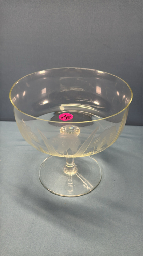 Etched Glass Crystal 7in Wide Pedestal Bowl