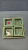 Pottery Bowl w/4 Matching Square Serving Dishes - 2