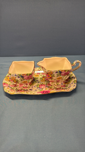 Royal Winton Cream & Sugar With Underplate