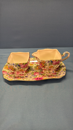 Royal Winton Cream & Sugar With Underplate