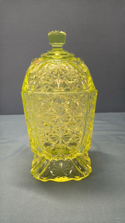 Vaseline Glass Footed Sugar Bowl